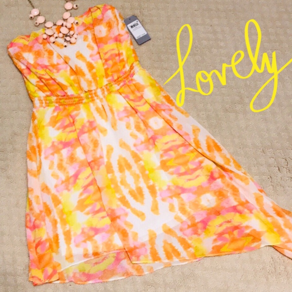 NWT Guess asymmetrical chiffon dress S